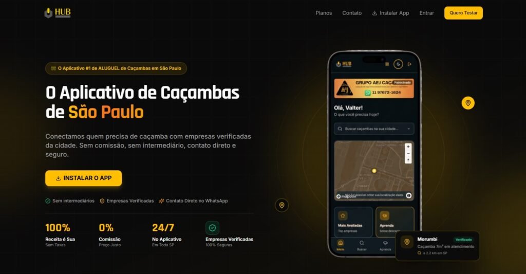 aplicativo de locacao de cacambas